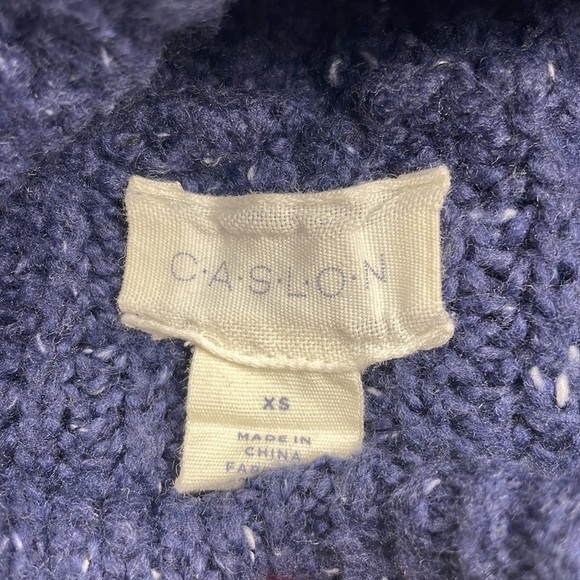 Caslon Marled Chunky Knit Turtleneck Long Sleeve Sweater Merino Wool Blue XS - Picture 5 of 9